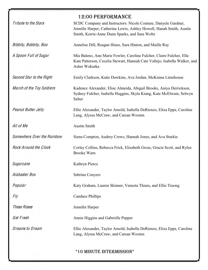 12pm SCDC Dance Recital Program