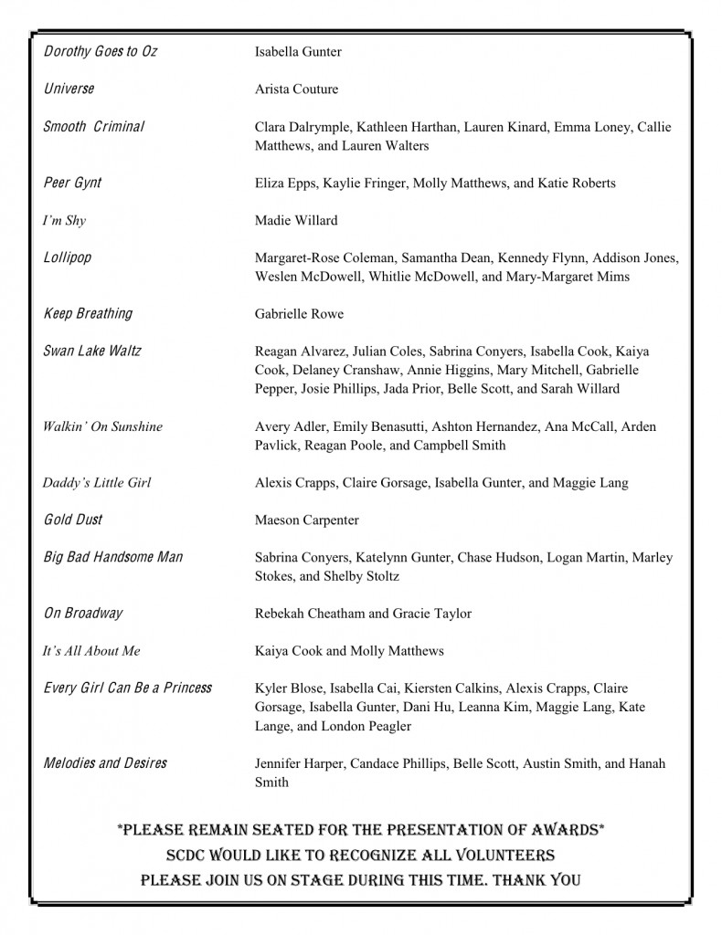 SCDC Recital 2pm Program, Page 3