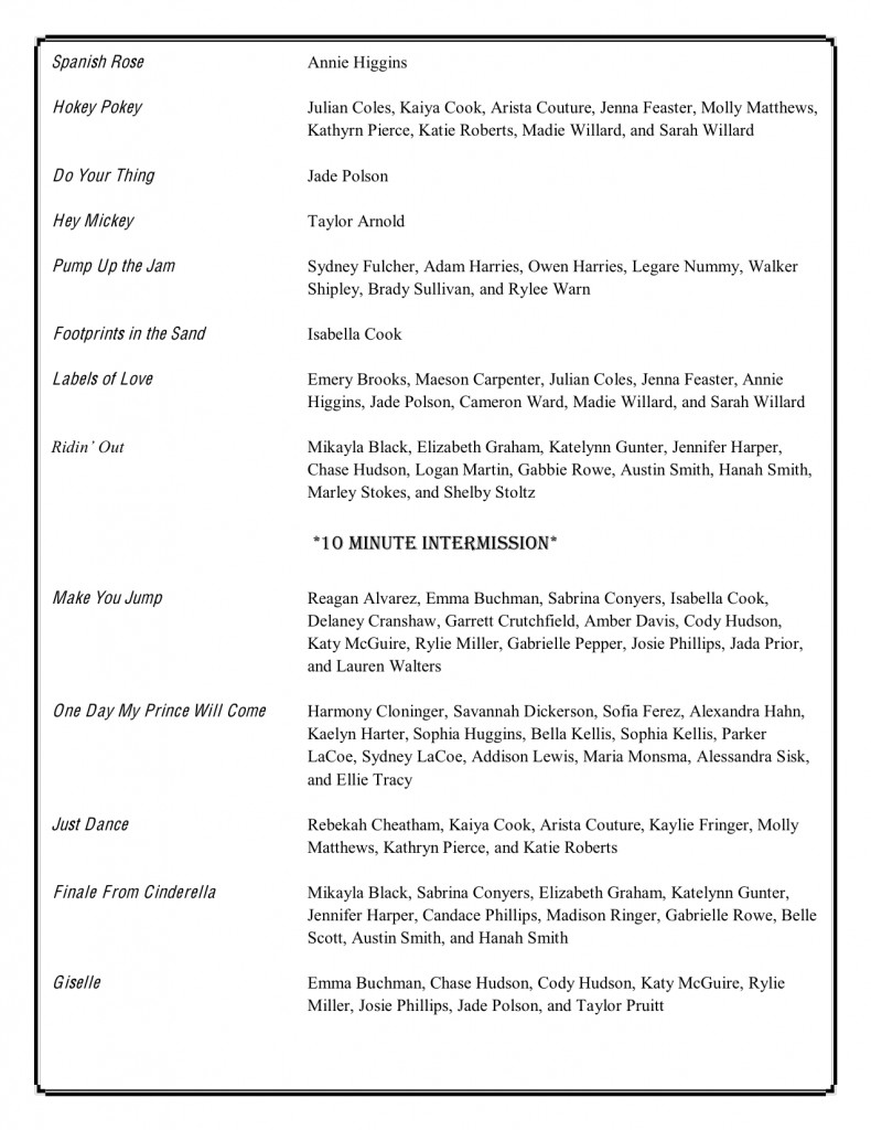 SCDC Recital 5pm Program, Page 2