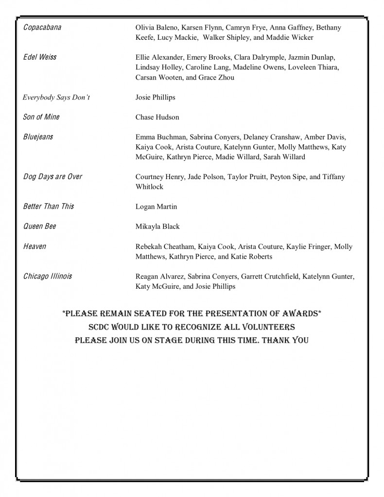 SCDC Recital 5pm Program, Page 3