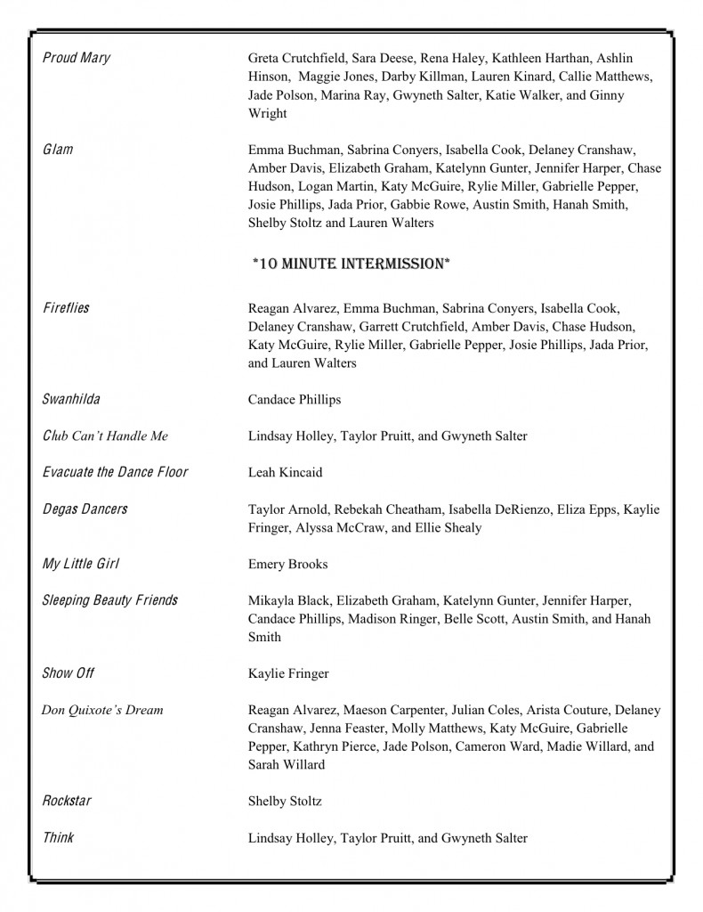SCDC 7:30pm Recital Program, Page 2