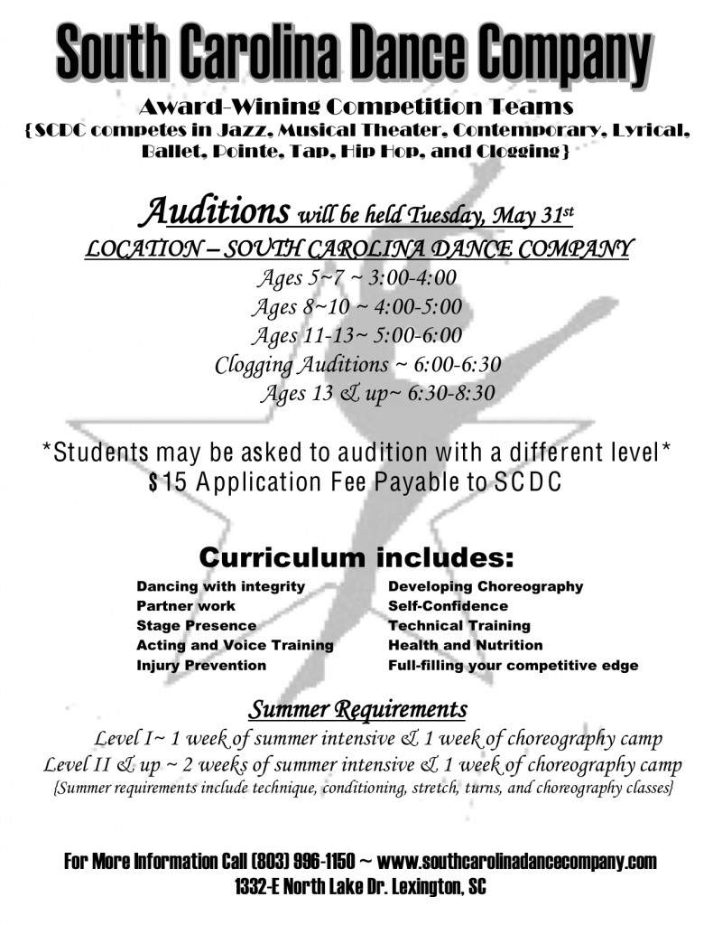 SCDC Audition Flyer 2011 SCDC Audition Flyer 2011