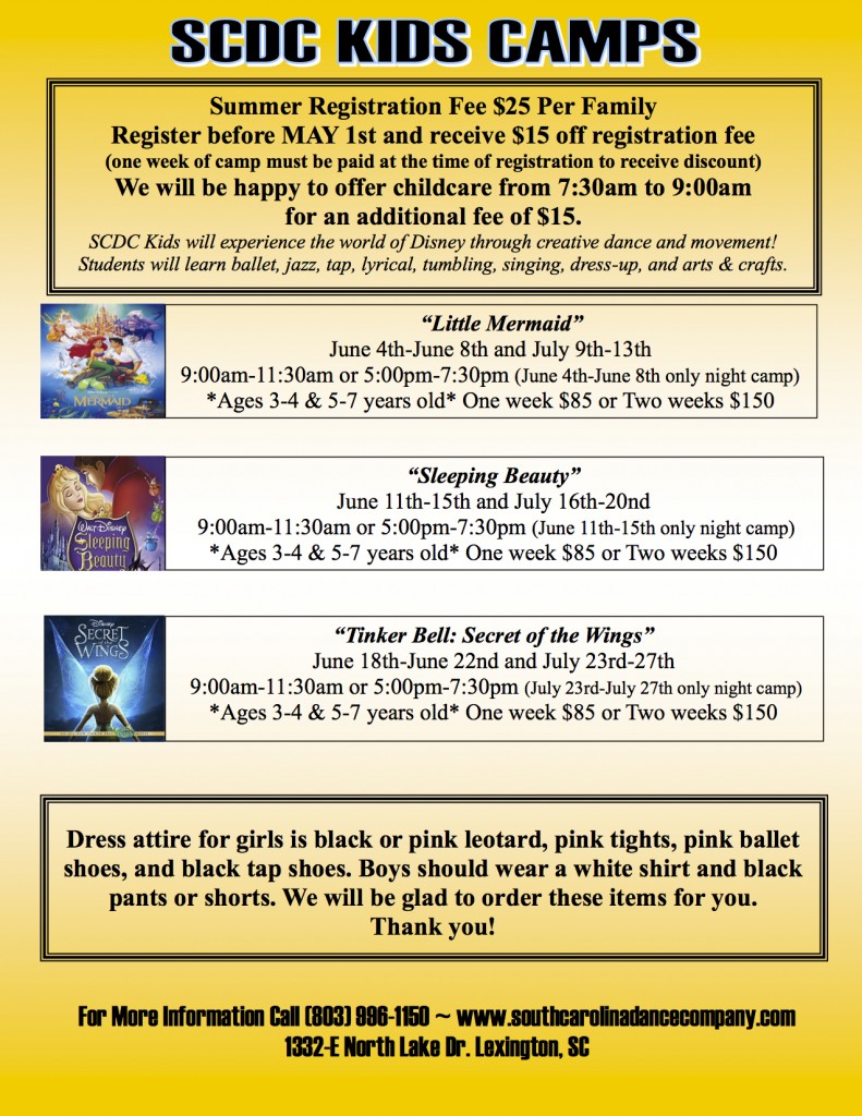 Summer Flyer 2012pg2 South Carolina Dance Company of Lexington SC Summer Dance Camp 2012 page 2