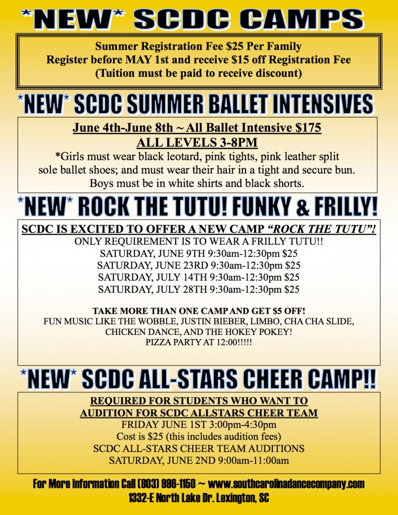 Summer Flyer 2012pg3 South Carolina Dance Company of Lexington SC Summer Dance Camp 2012 page 3