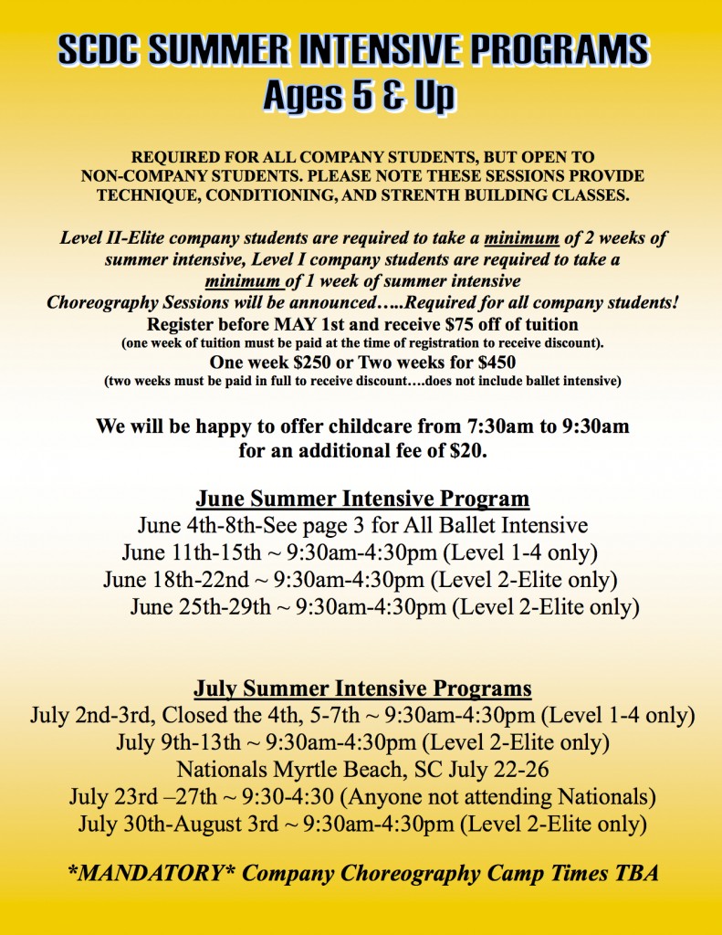 Summer Flyer 2012pg4 South Carolina Dance Company of Lexington SC Summer Dance Camp 2012 page 4