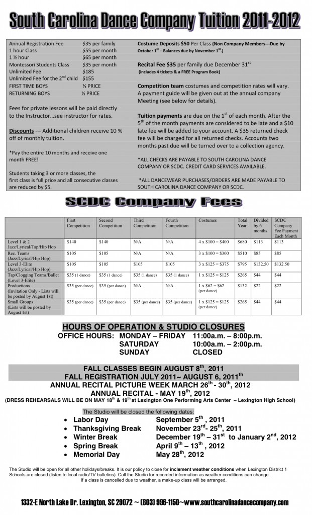 SCDC Tuition 2011-2012