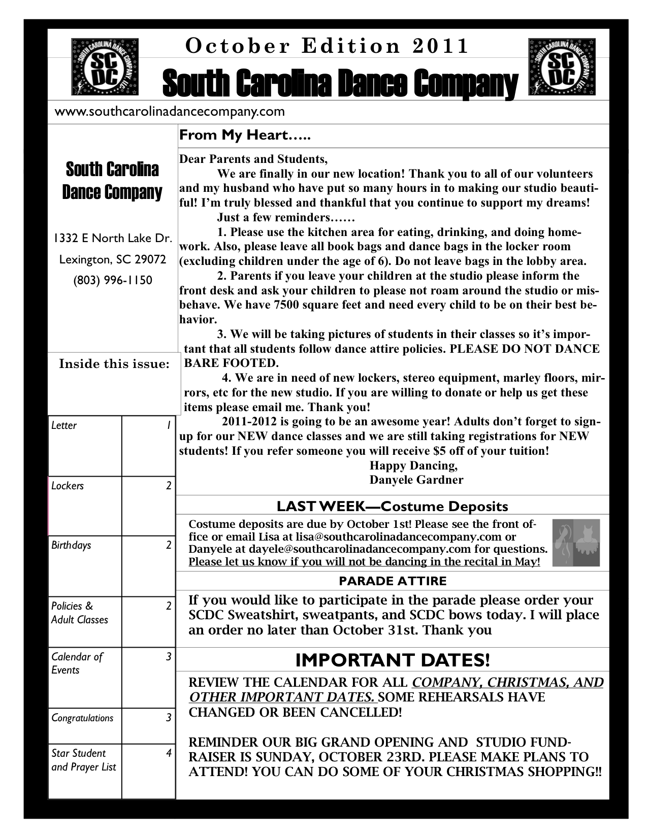 SCDC October NewsLETTER 2011p1 SCDC OCTOBER NEWSLETTER PG 1