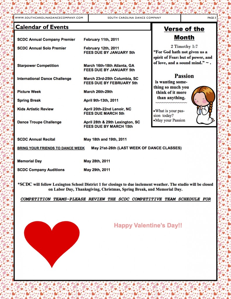 South Carolina Dance Company's February Newsletter 2012 page 3