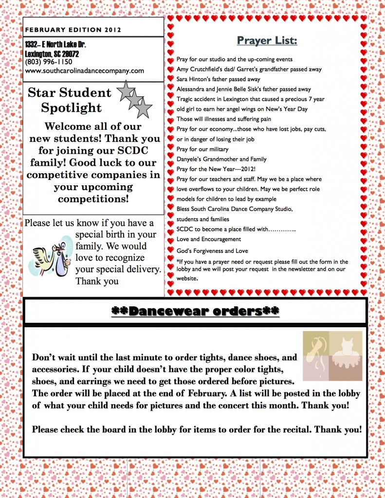South Carolina Dance Company's February Newsletter 2012 page 4